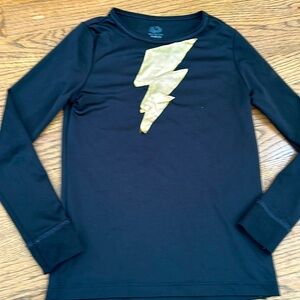 Boys black Adam costume shirt Halloween superhero lightening bolt
